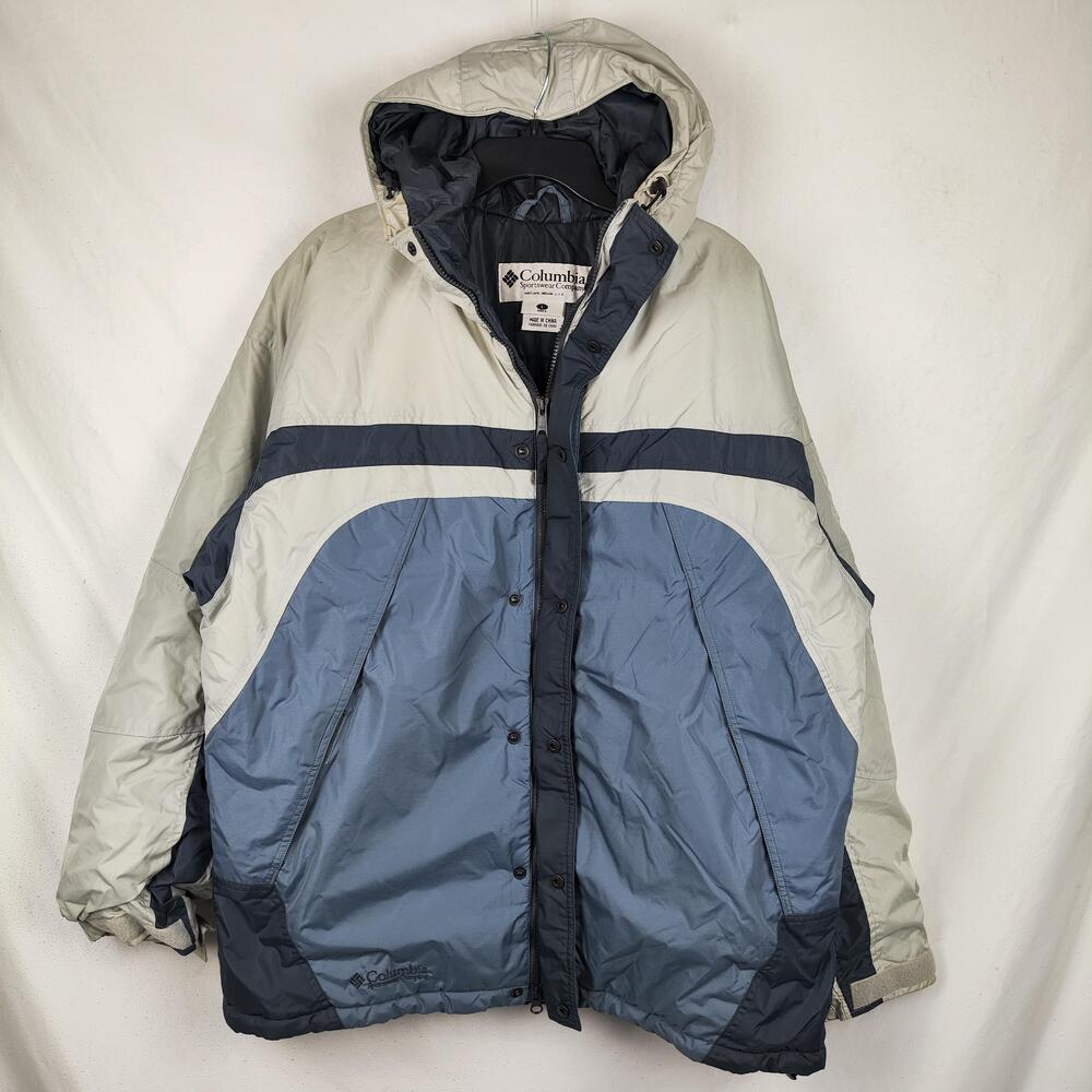 Columbia Jacket Mens Large Blue Hooded Insulated Ski Parka Winter SM5099